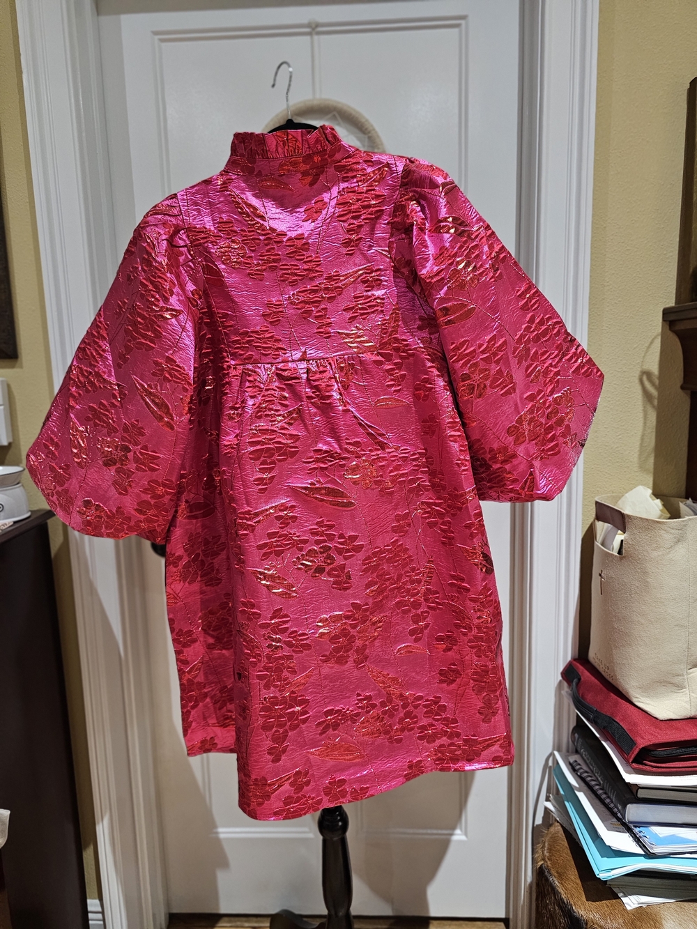 JODIFL Metallic Hot Pink Floral Dress - NWT, Size L - Picture 2 of 9